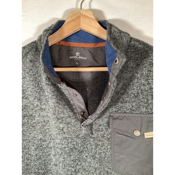 Woolrich Pullover 1/4 Snap Collar Fleece Parka Jacket Mens Size XL Heather Gray - Picture 3 of 4